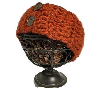 Headband Warm Thick Chunky Headband with Button Closure Burnt Orange